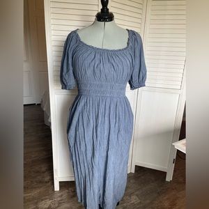 Blue Old Navy MIDI Puff sleeve dress